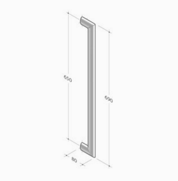 200E-031 pba Tubular Elliptical Pull Handle in Stainless Steel AISI 316L