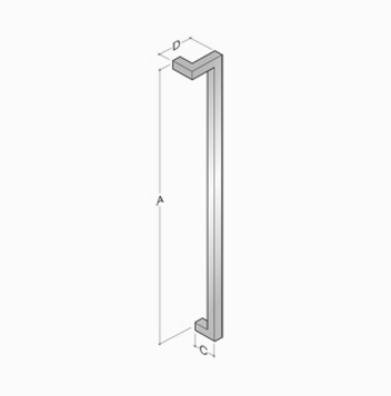 2CQ.400 pba Pull Handle in Stainless Steel AISI 316L with Square Profile