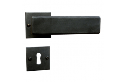 1821/SQA Stockholm Model Galbusera Door Handle with Rosette and Keyhole Limpet Artistic Wrought Iron