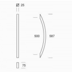 2CQ.061.0050 pba Pull Handle in stainless steel AISI 316L with Square Profile