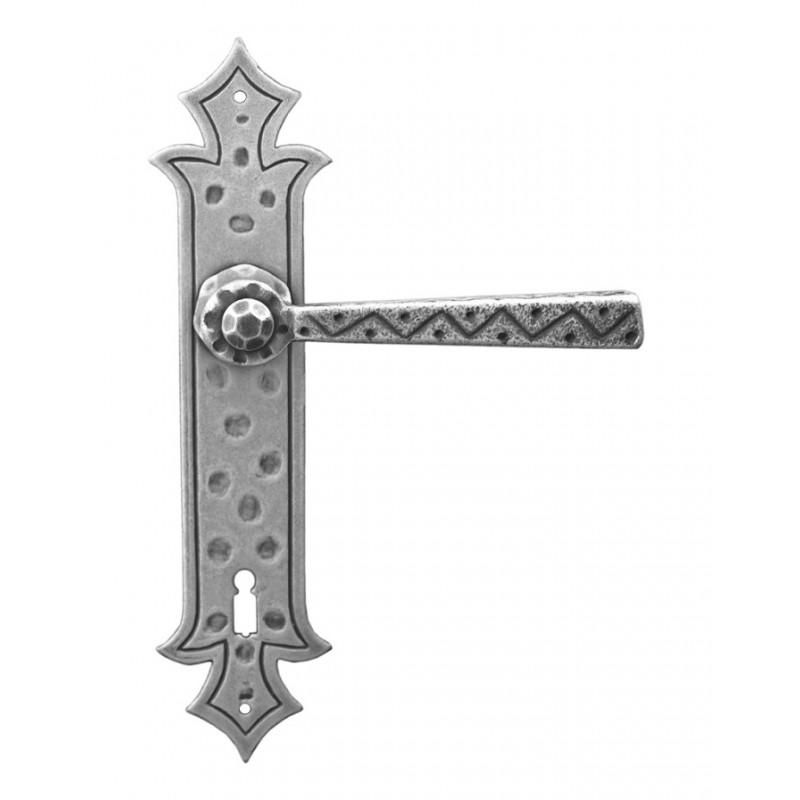 501 Galbusera Door Handle with Plate Artistic Wrought Iron