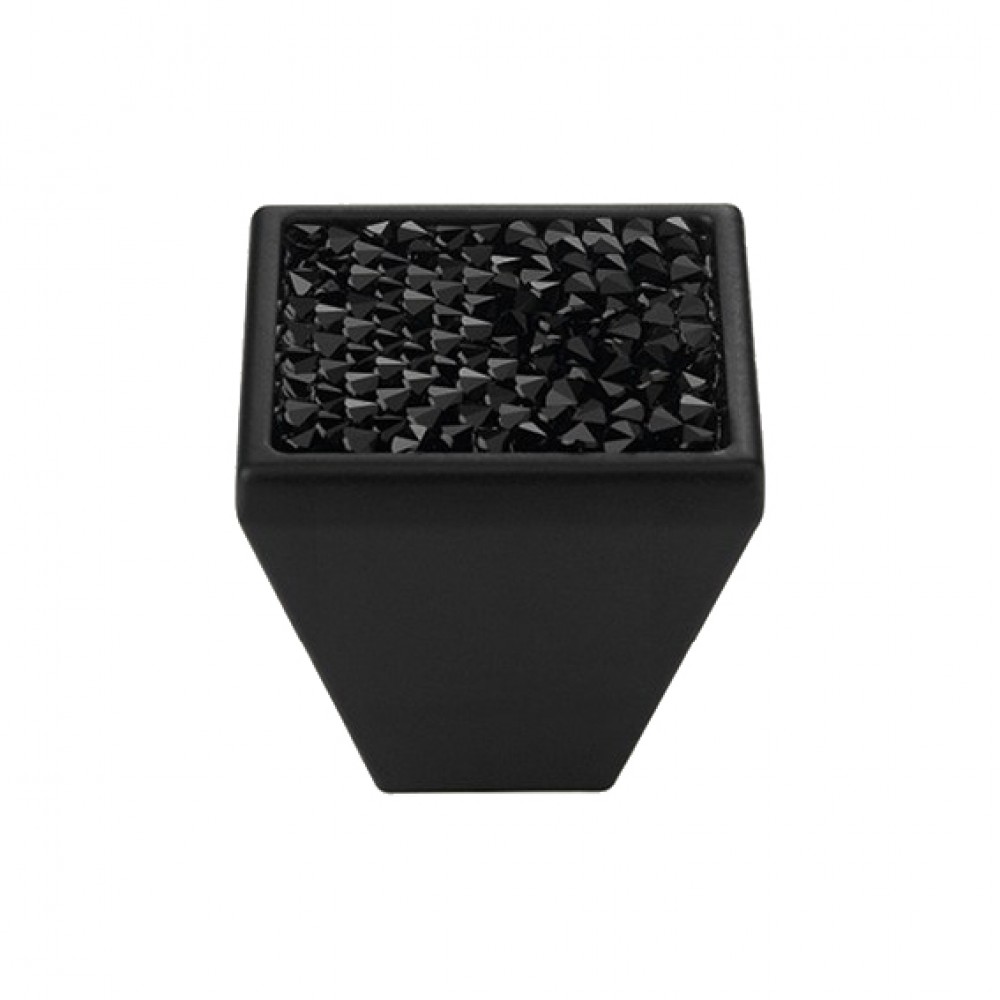 Furniture Knob Linea Calì Rocks PB with Black Jet Swarowski® Matt Black